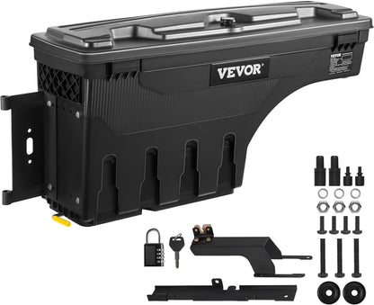 VEVOR Truck Bed Storage Box, Swing Case Fits Ford F-150 2015-2021, Passenger Side, Lockable Wheel Well Tool Box with Password Padlock, Waterproof and Durable ABS Tool Box