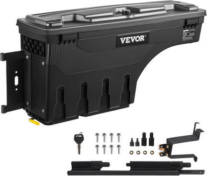 VEVOR Truck Bed Storage Box, Swing Case Fits Ford F-150 2015-2021, Passenger Side, Lockable Wheel Well Tool Box with Password Padlock, Waterproof and Durable ABS Tool Box