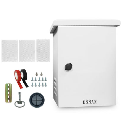 UNNAK Caja eléctrica para exteriores, 23.6 x 19.7 x 11.8 pulgadas, caja de conexiones impermeable de metal, anticorrosión universal grande Enlcosure, caja de distribución de energía de poste eléctrico (23.622 x 19.685 x 11.811 in)