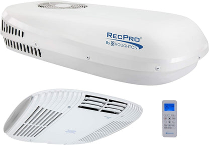 RecPro Aire acondicionado RV de bajo perfil 9.5K sin conductos | CA silenciosa | Solo refrigeración | Unidad de CA RV | Aire acondicionado para caravana (negro)