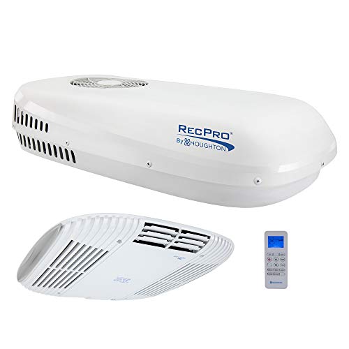 RecPro Aire acondicionado RV de bajo perfil 9.5K sin conductos | CA silenciosa | Solo refrigeración | Unidad de CA RV | Aire acondicionado para caravana (negro) Blanco