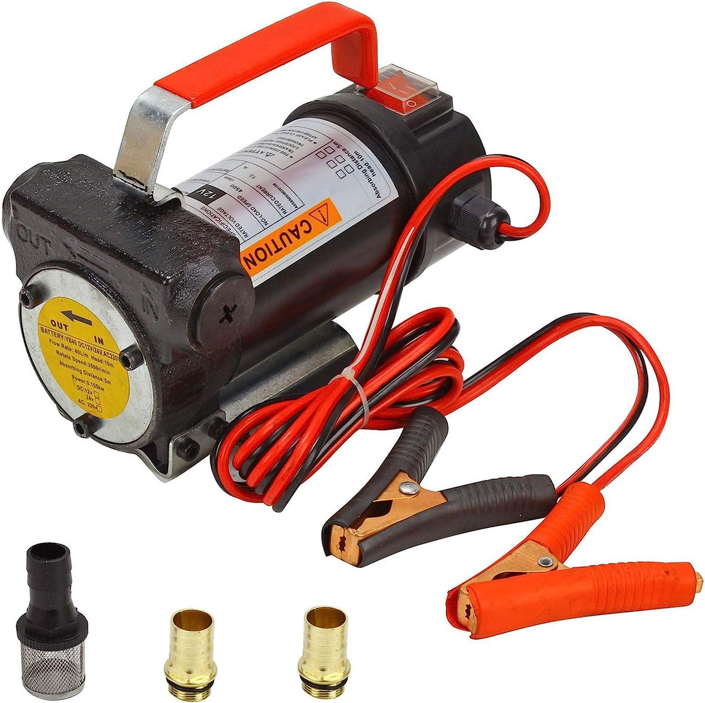 BLACKHORSE-RACING Bomba de transferencia de combustible eléctrica portátil de 12 V CC, aceite de queroseno diésel, motor de bomba de transferencia de combustible comercial
