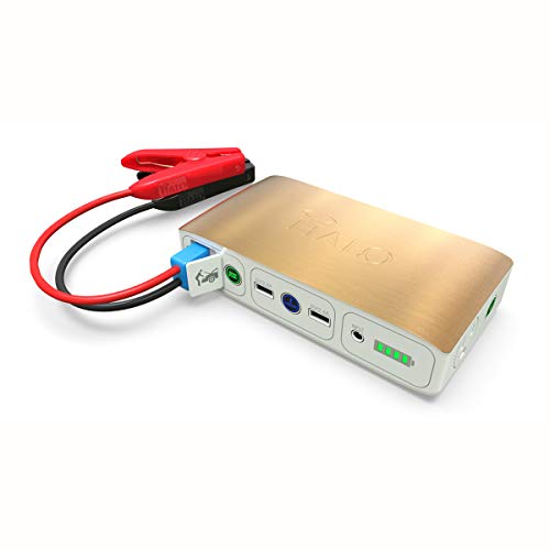 HALO Bolt - Cargador portátil de 58,830 mWh para teléfono y laptop, arrancador de automóvil con salida de corriente alterna y cargador de automóvil, dorado